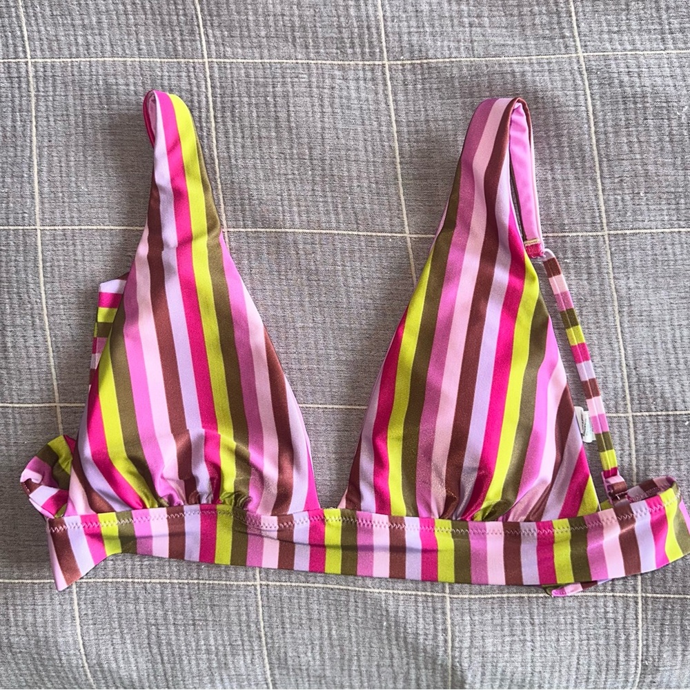 Aerie Striped Longline Triangle Bikini Top